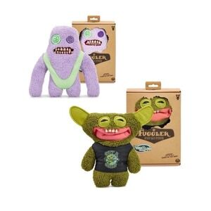 Fuggler Plush Glow in Dark Grin Grin Sasquoosh Lot of 2 Funny Ugly Monsters NEW